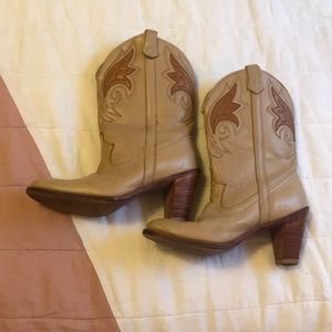 Vintage Tan Cowboy Boots Women 9 - Mustard Details